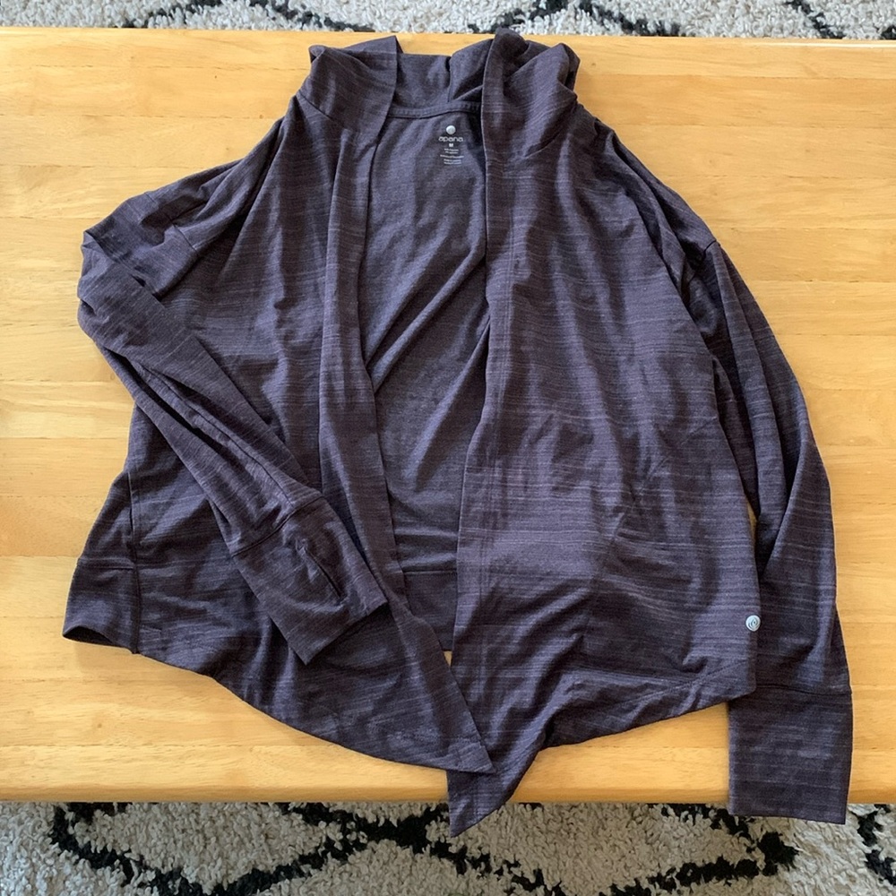 Apana Yoga Women's Purple Active-Wear Cardigan w/ Pockets and Thumbholes, Size M